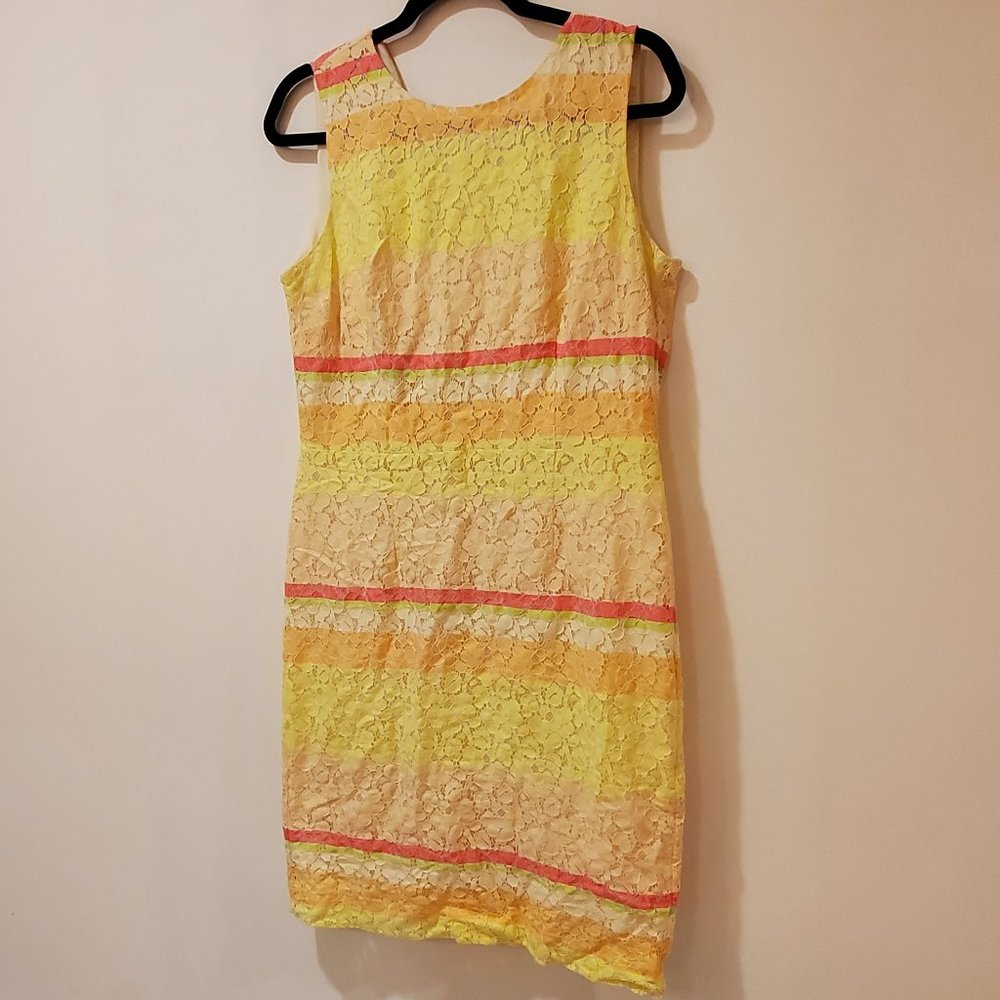 Ann Taylor lace, sorbet colored sheath dress - sz 8